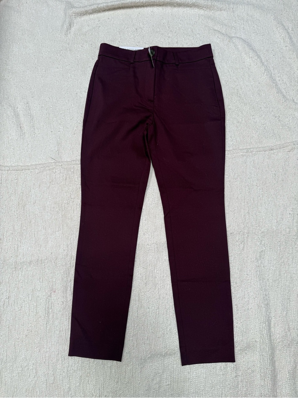 LOFT Sutton Burgundy Solid Skinny Flat Front Dress Pants Size 4 NWT